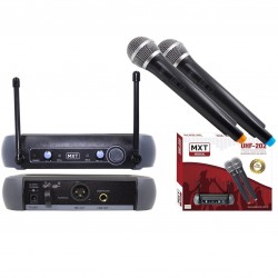 Microfone sem fio profissional Duplo MXT UHF-202 686.1mhz/690.3mhz